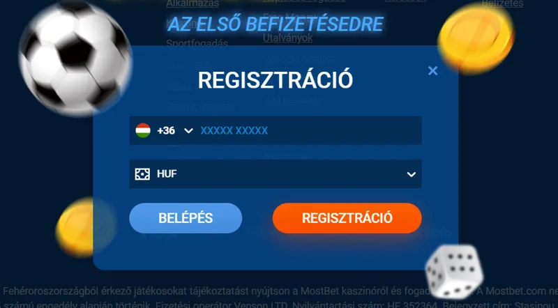 Regisztrációs űrlap új MostBet ügyfelek számára Magyarországról